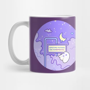 A ghost reads a sign that says sometimes mistakes are fun damental Mug